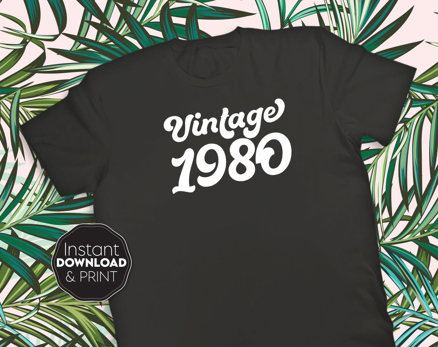 Retro Vintage 1980 Birthday shirt design. SVG, PNG, JPG, EPS and DXF files included. Compatible with Cricut, Silhouette and others machines. Use for sublimation or laser cut projects as well. Buy now for a good - discount price. Enjoy!