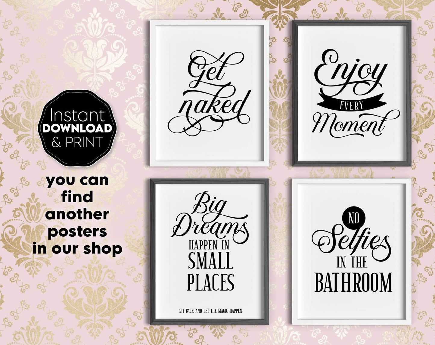 Fun posters for your bathroom or toilet. Posters full of humor will make a visit to the bathroom more joyful. Buy, download, print and enjoy!