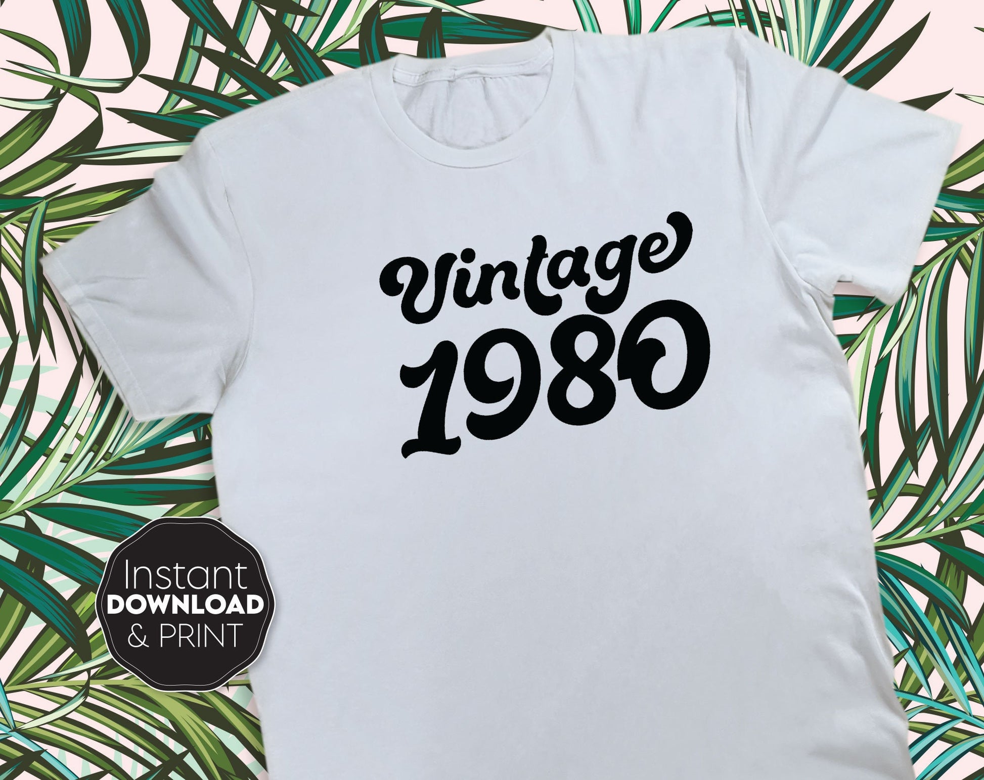 Retro Vintage 1980 Birthday shirt design. SVG, PNG, JPG, EPS and DXF files included. Compatible with Cricut, Silhouette and others machines. Use for sublimation or laser cut projects as well. Buy now for a good - discount price. Enjoy!