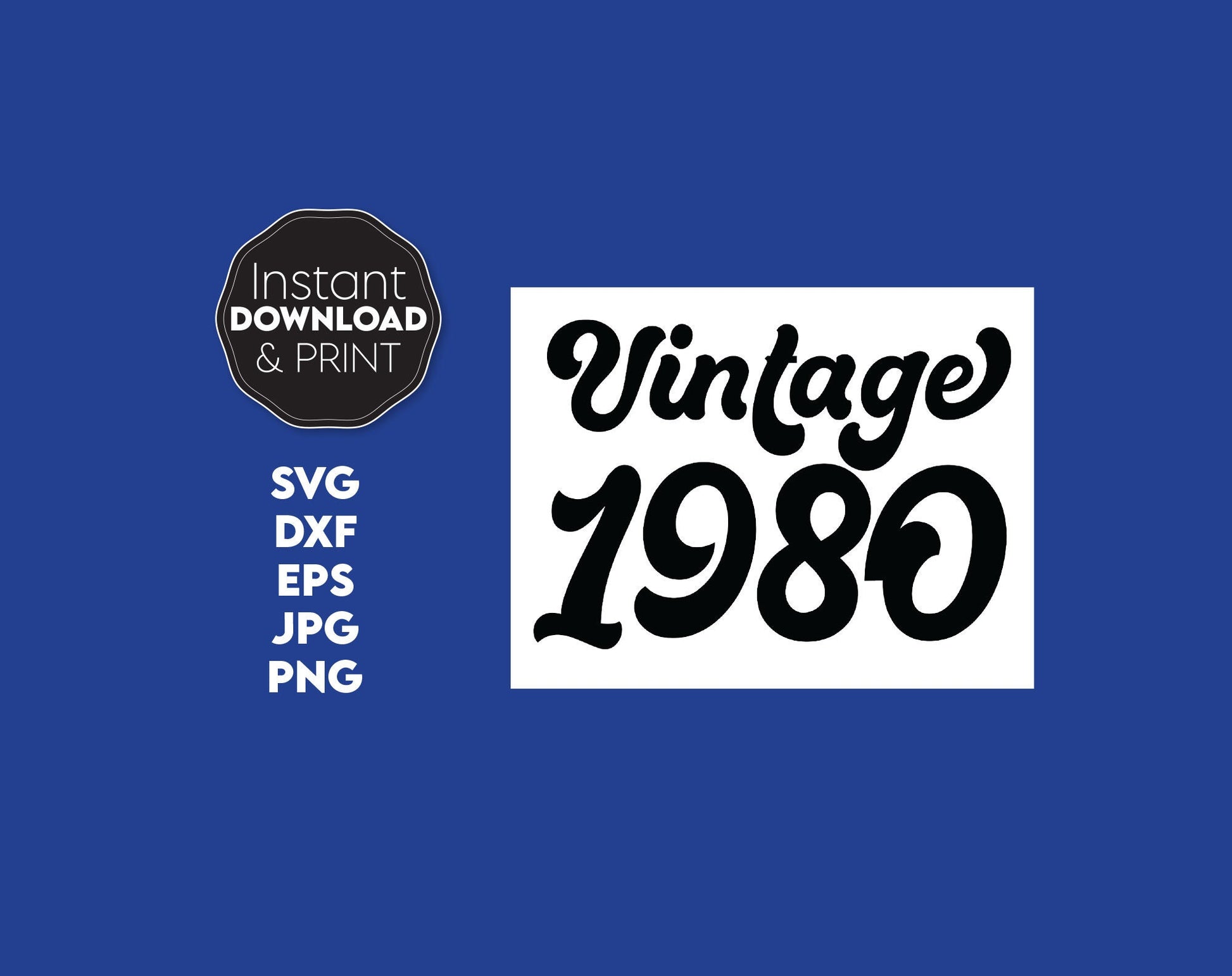 Retro Vintage 1980 Birthday shirt design. SVG, PNG, JPG, EPS and DXF files included. Compatible with Cricut, Silhouette and others machines. Use for sublimation or laser cut projects as well. Buy now for a good - discount price. Enjoy!