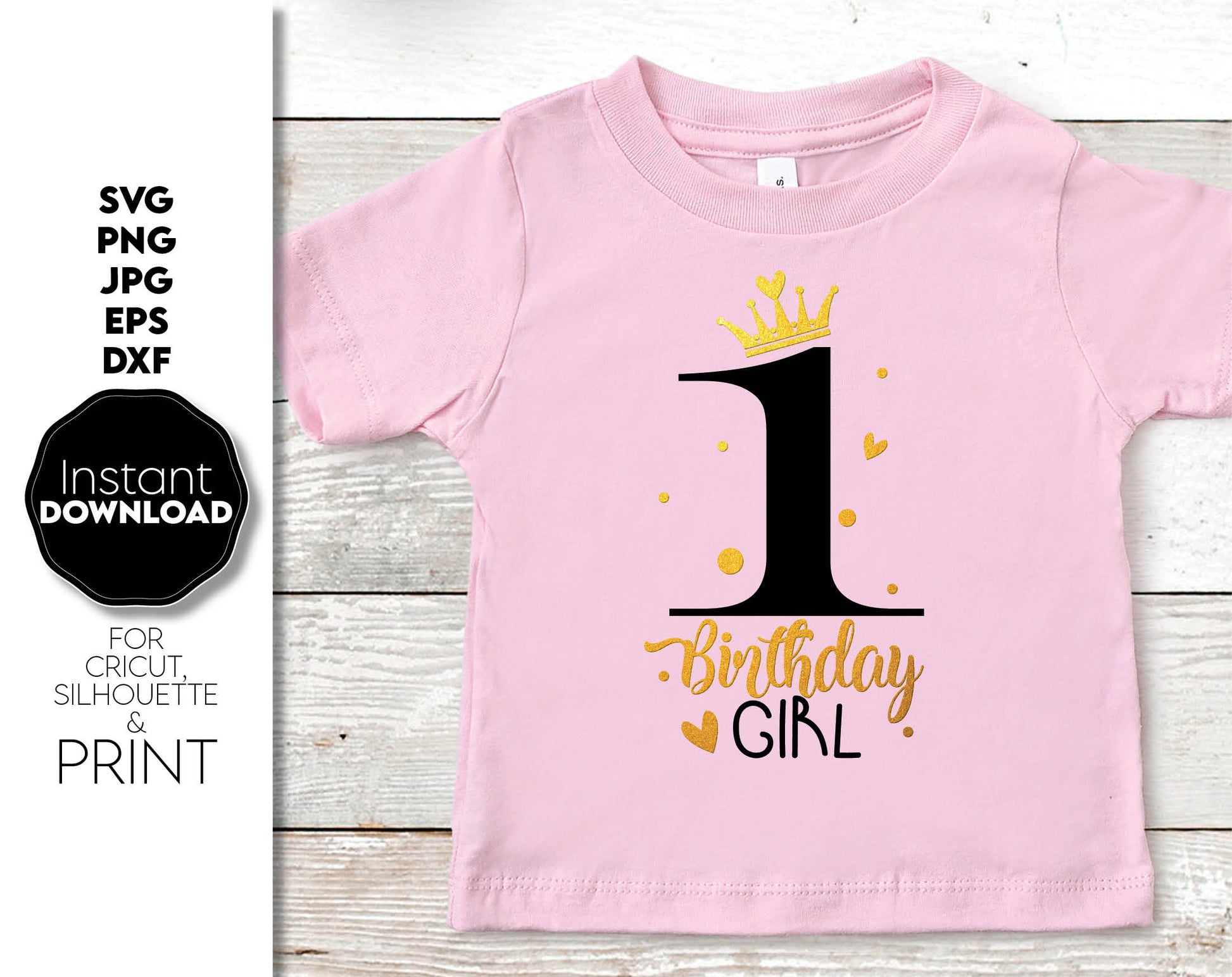 Its My 1st birthday girl design. SVG, PNG, JPG, EPS, DXF files included. Cut from vinyl, use for sublimation or laser cut / grave projects. Compatible with Cricut, Silhouette or other equipment. Buy now for a good price and enjoy!