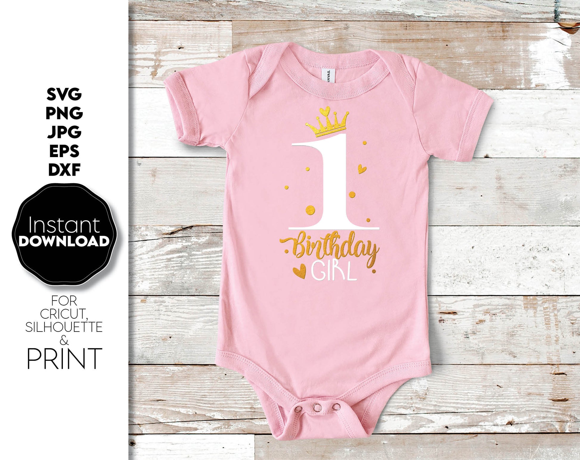 Its My 1st birthday girl design. SVG, PNG, JPG, EPS, DXF files included. Cut from vinyl, use for sublimation or laser cut / grave projects. Compatible with Cricut, Silhouette or other equipment. Buy now for a good price and enjoy!