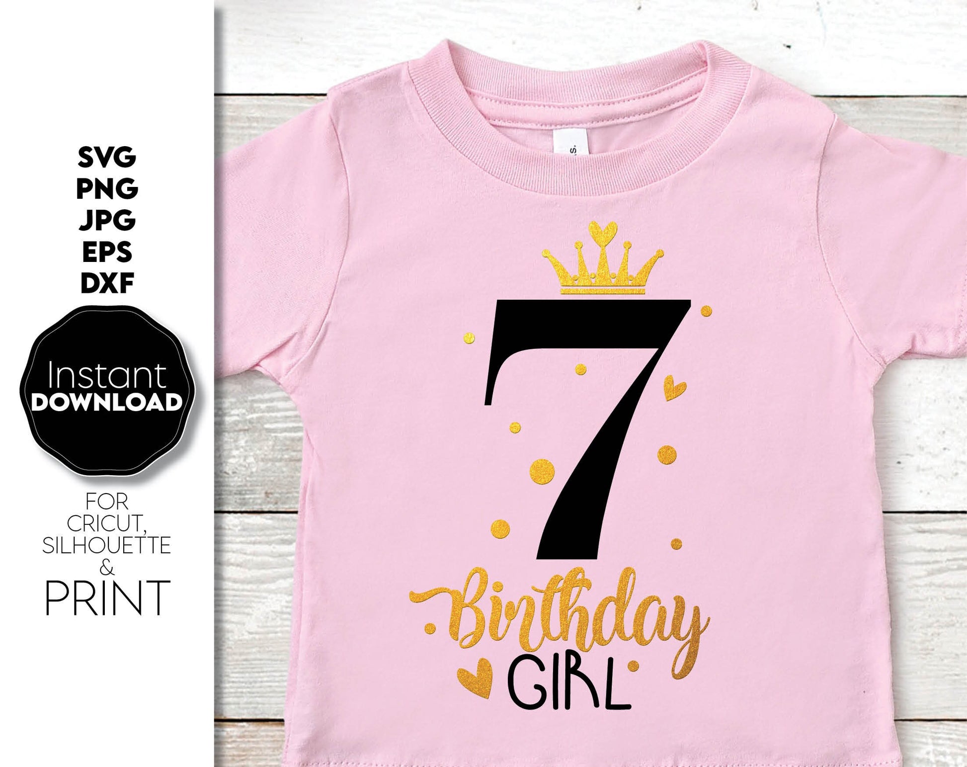 With love, I have made these Birthday girl SVG file designs with numbers 1 to 7, and I hope you can use them to surprise and delight your loved ones on an important event in life. Birthday Girl SVG is a great and thoughtful gift for a Birthday party.