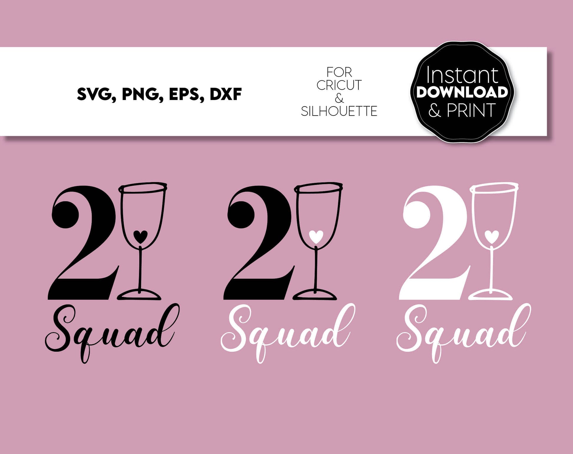 21 birthday squad shirts design. 21 and legal party ornaments. SVG, PNG, EPS, DXF files included. Cut from vinyl, use for sublimation or laser cut / grave projects. Compatible with Cricut, Silhouette or other machines. Buy now for a good price!