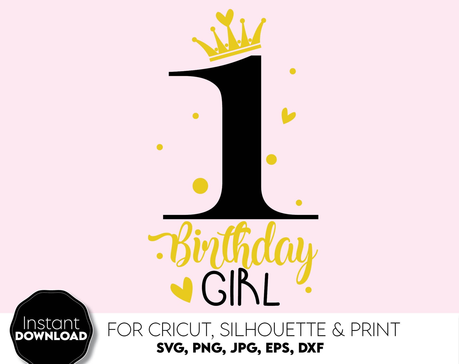 Its My 1st birthday girl design. SVG, PNG, JPG, EPS, DXF files included. Cut from vinyl, use for sublimation or laser cut / grave projects. Compatible with Cricut, Silhouette or other equipment. Buy now for a good price and enjoy!