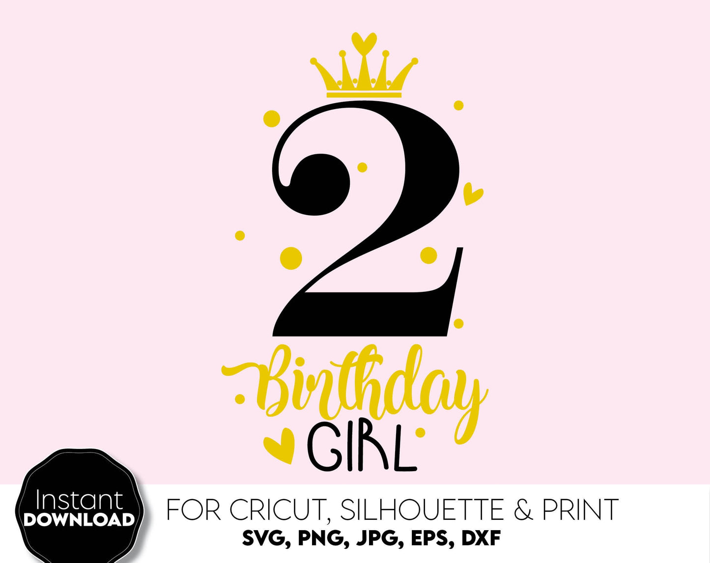 2nd Birthday girl shirt design. SVG PNG JPG EPS DXF files included. Compatible with Cricut, Silhouette or other machine. Cut from vinyl, use for printing, sublimation or laser cut / grave projects as well. Buy now for a good price and enjoy!