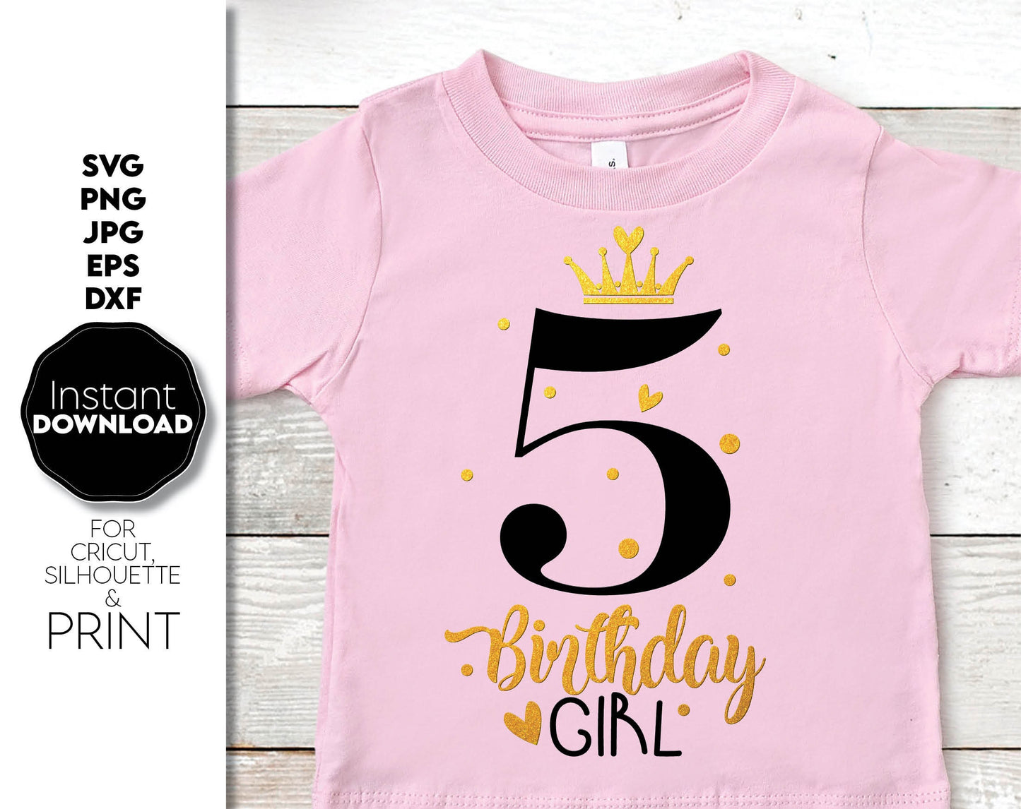 With love, I have made these 5th Birthday girl shirt design file, and I hope you can use them to surprise and delight your loved one Birthday Girl on an important event in life. SVG DXF EPS PNG and JPG files included. Buy now for a good price, enjoy!