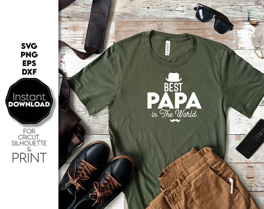 Fathers Day or dad birthday design for a great gift for your Dad. Use SVG, DXF, EPS or PNG files formats to make shirts, mugs. Put the design on a cup, shirt or apron for your best dad in the world! Compatible with Cricut, Silhouette machines!