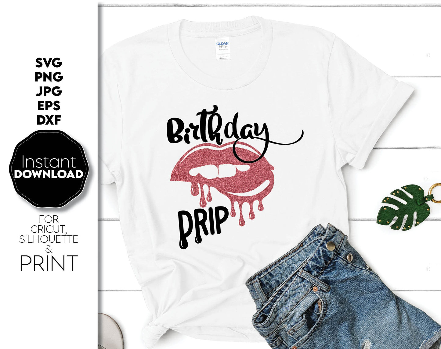 Birthday Drip lips design for birthday people and their guests. Birthday Drip lips look fun and perfect for a fun party. Use for cutting form vinyl, sublimation or laser cut projects. SVG, PNG, DXF, EPS and JPG files included. Compatible with Cricut.