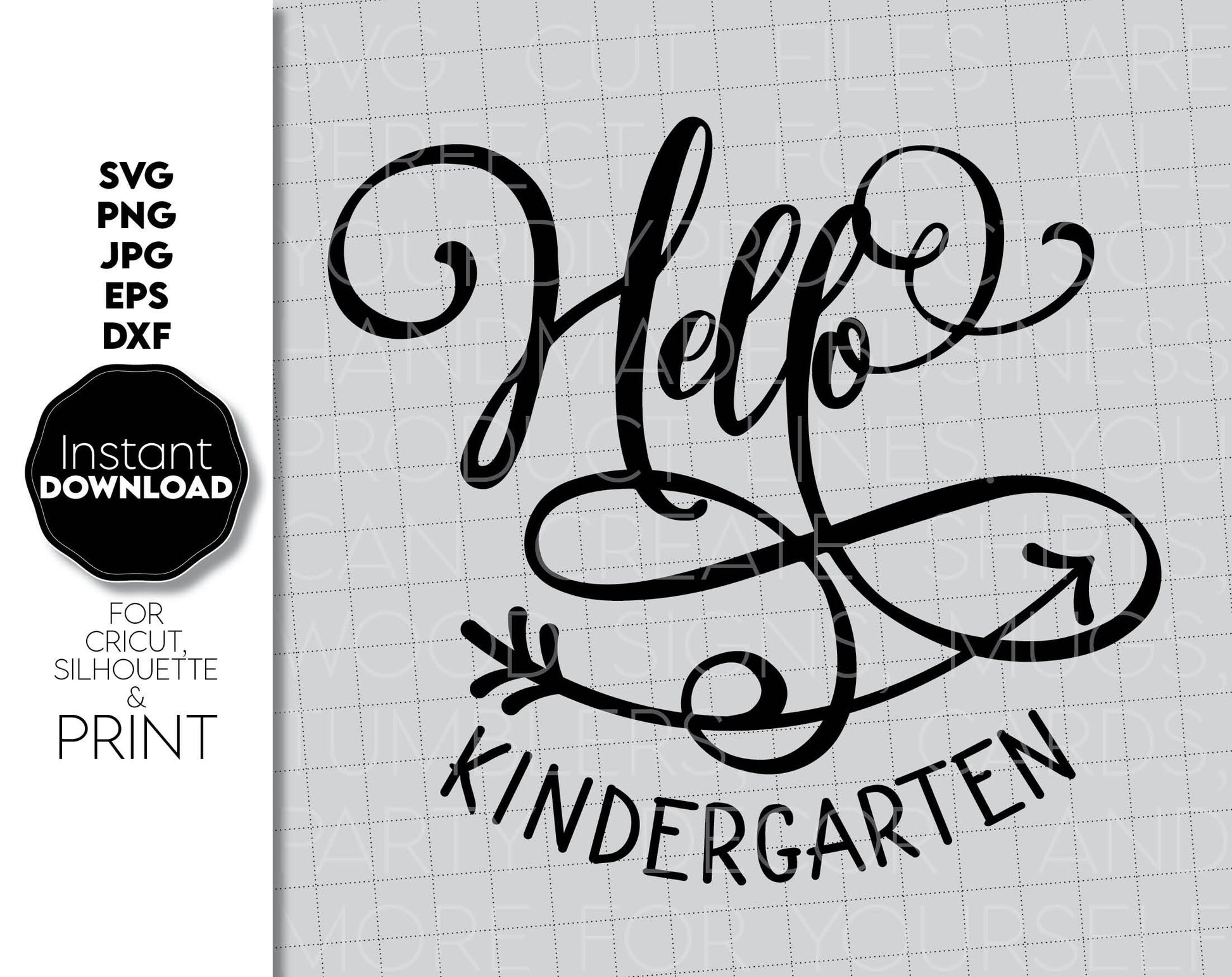 A great design for a kindergartner on the first day of school. SVG, DXF, EPS, PNG and JPG file formats for your use with Cricut, Silhouette or Glowforge machines. Can also be used as a laser cutting file. Buy now for a good price and enjoy!