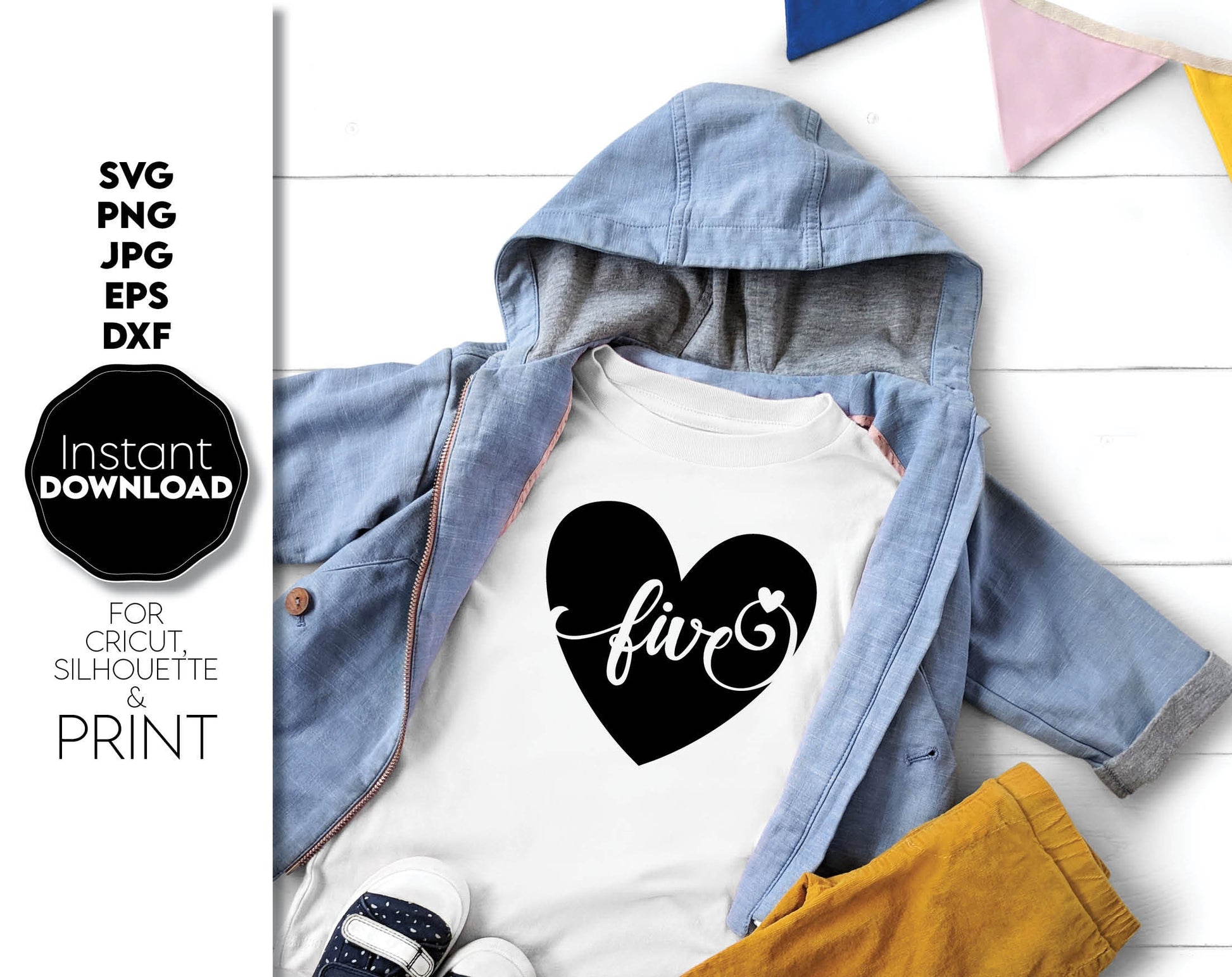 Kids birthday bundle with numbers on it. From 1 - 9 numbers included. SVG, PNG, JPG, EPS, DXF files included. Cut from vinyl, use for sublimation or laser cut / grave projects. Compatible with Cricut, Silhouette or other equipment. Buy now and enjoy!