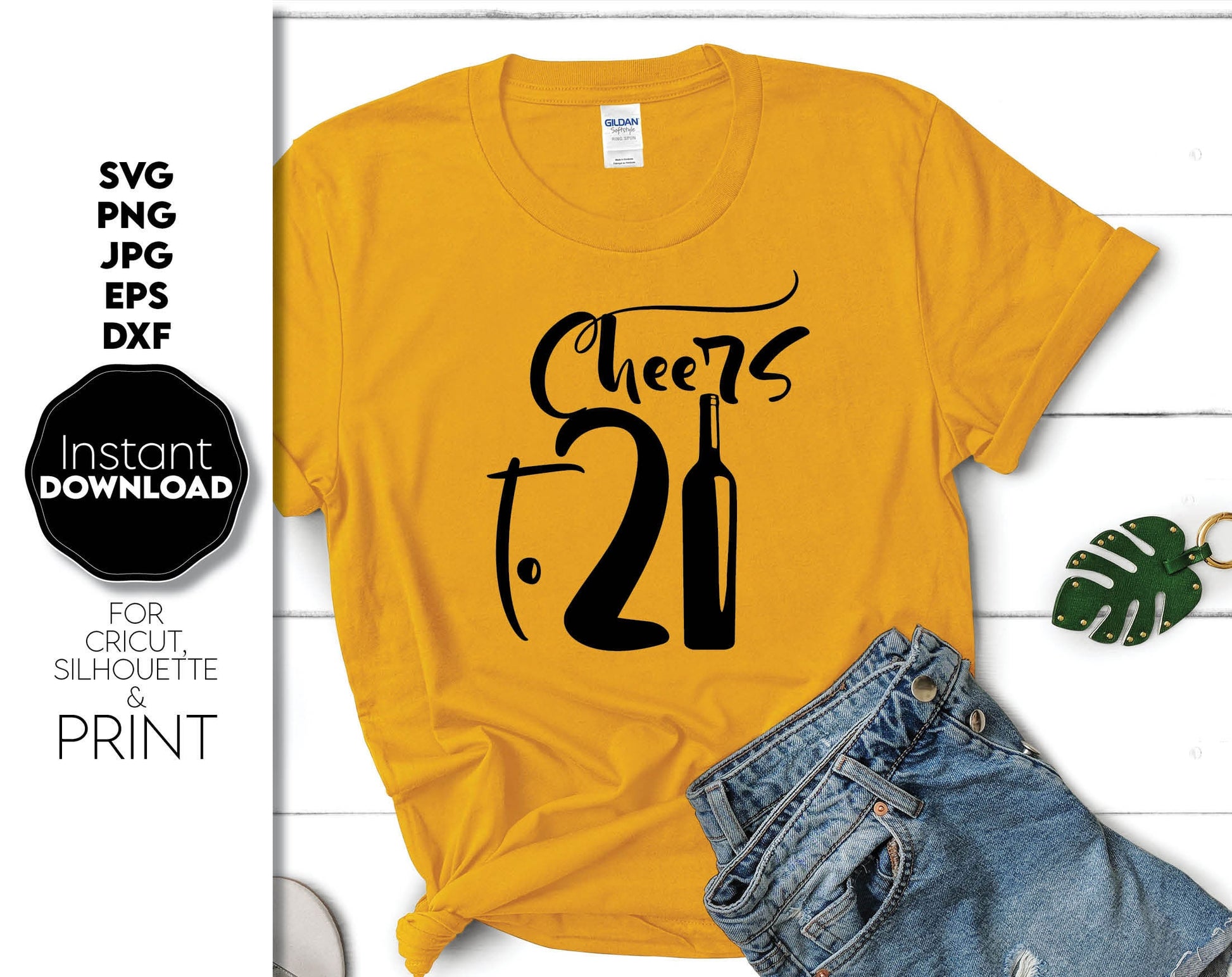 Trendy Cheers to 21st Birthday shirt design you can use them to surprise and delight your loved ones on an important event in life. Files in various formats allow you to use design for engraving on glass, making shirts, mugs or pillows. Buy now!