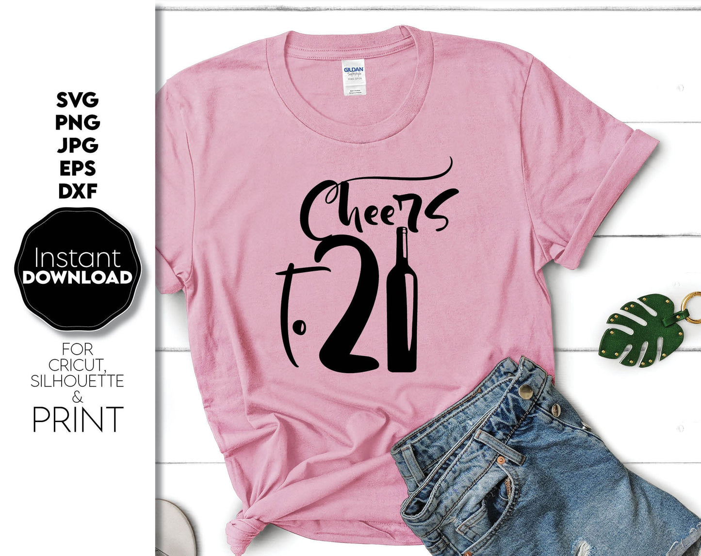 Trendy Cheers to 21st Birthday shirt design you can use them to surprise and delight your loved ones on an important event in life. Files in various formats allow you to use design for engraving on glass, making shirts, mugs or pillows. Buy now!