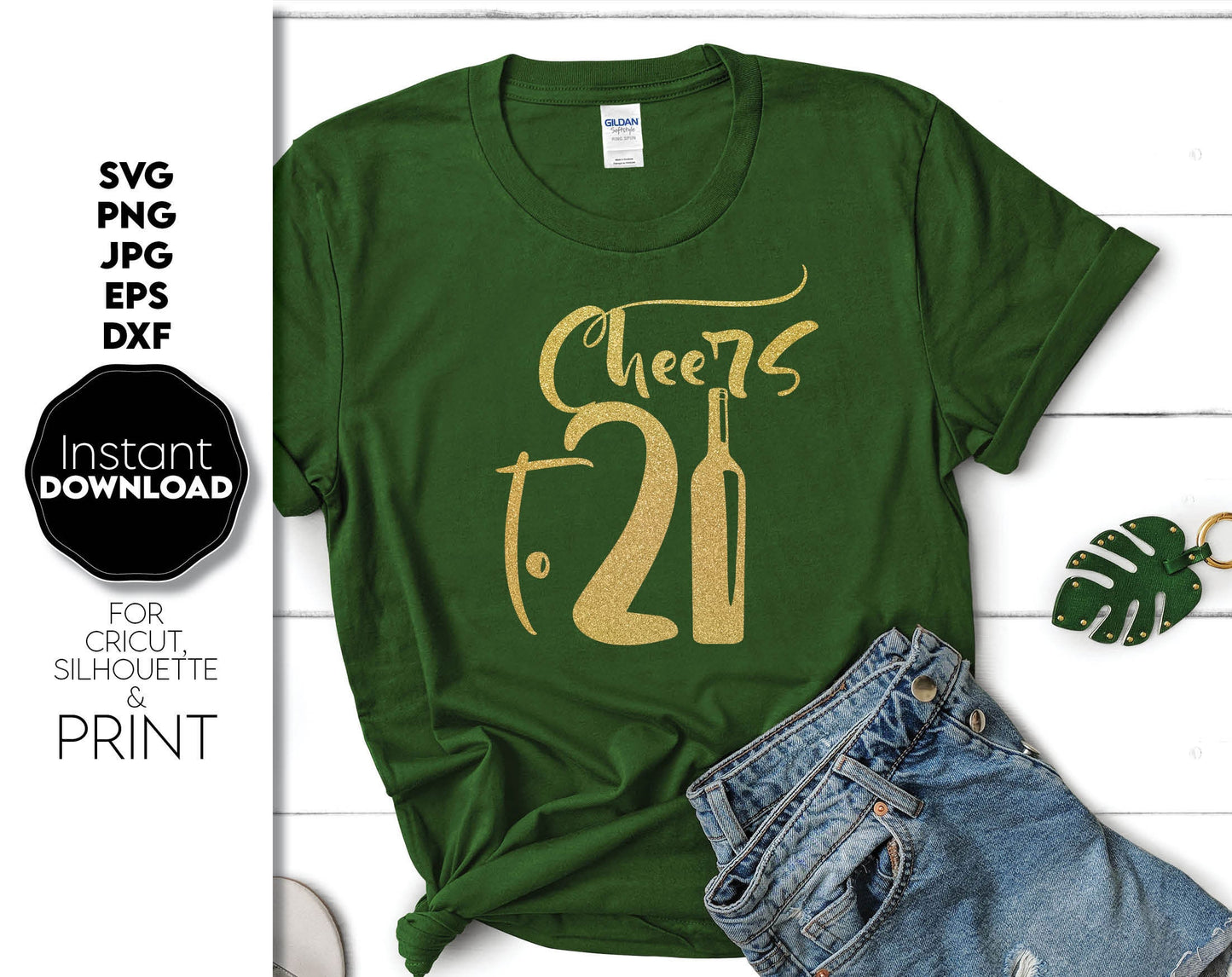 Trendy Cheers to 21st Birthday shirt design you can use them to surprise and delight your loved ones on an important event in life. Files in various formats allow you to use design for engraving on glass, making shirts, mugs or pillows. Buy now!