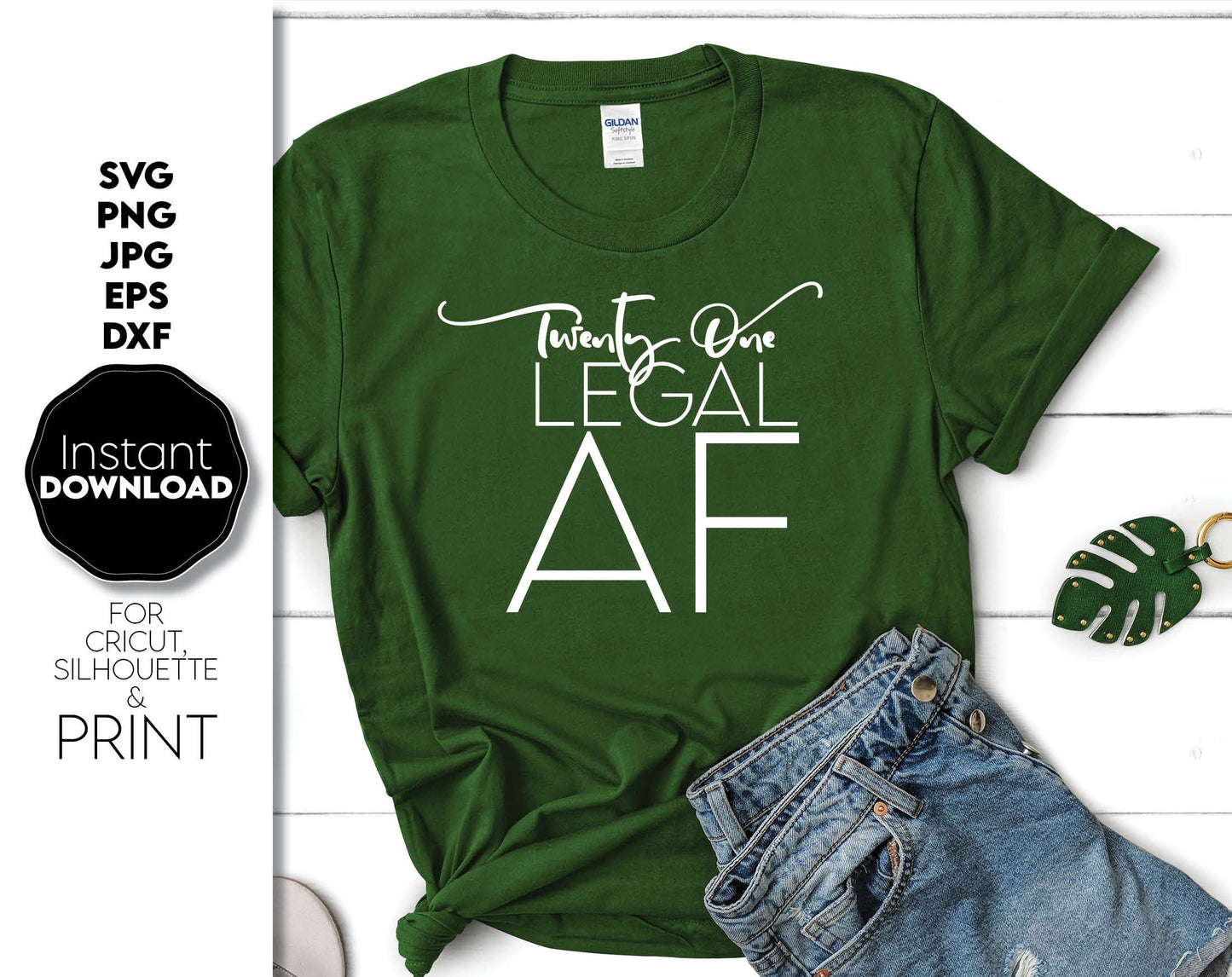Twenty One Legal AF design for 21st birthday shirt. SVG, PNG, JPG, EPS and DXF files included. Compatible with Cricut, Silhouette and other machines. Use for cutting from vinyl, sublimation projects or other. But now and enjoy!