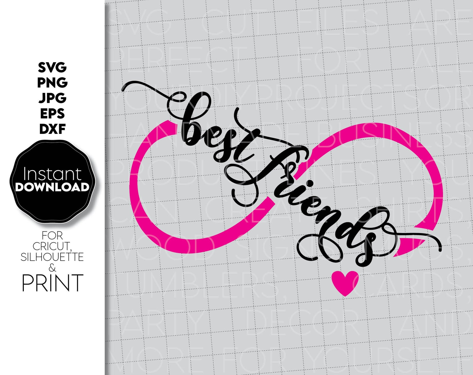 Custom Best Friends shirt design for besties. SVG, PNG, JPG, EPS, DXF files included. Cut from vinyl, use for sublimation or laser cut projects as well. Compatible with Cricut, Silhouette or other. Buy now for a good price and enjoy!