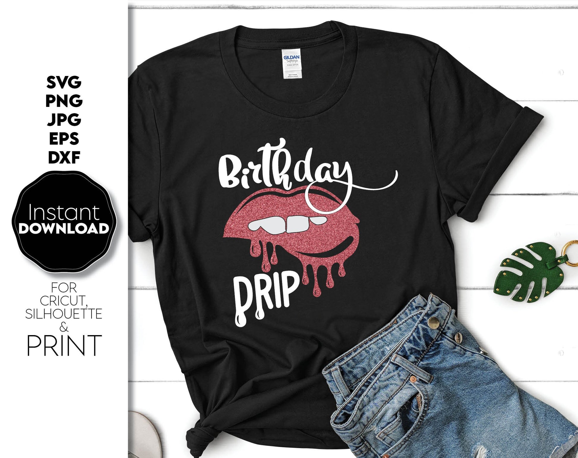 Birthday Drip lips design for birthday people and their guests. Birthday Drip lips look fun and perfect for a fun party. Use for cutting form vinyl, sublimation or laser cut projects. SVG, PNG, DXF, EPS and JPG files included. Compatible with Cricut.