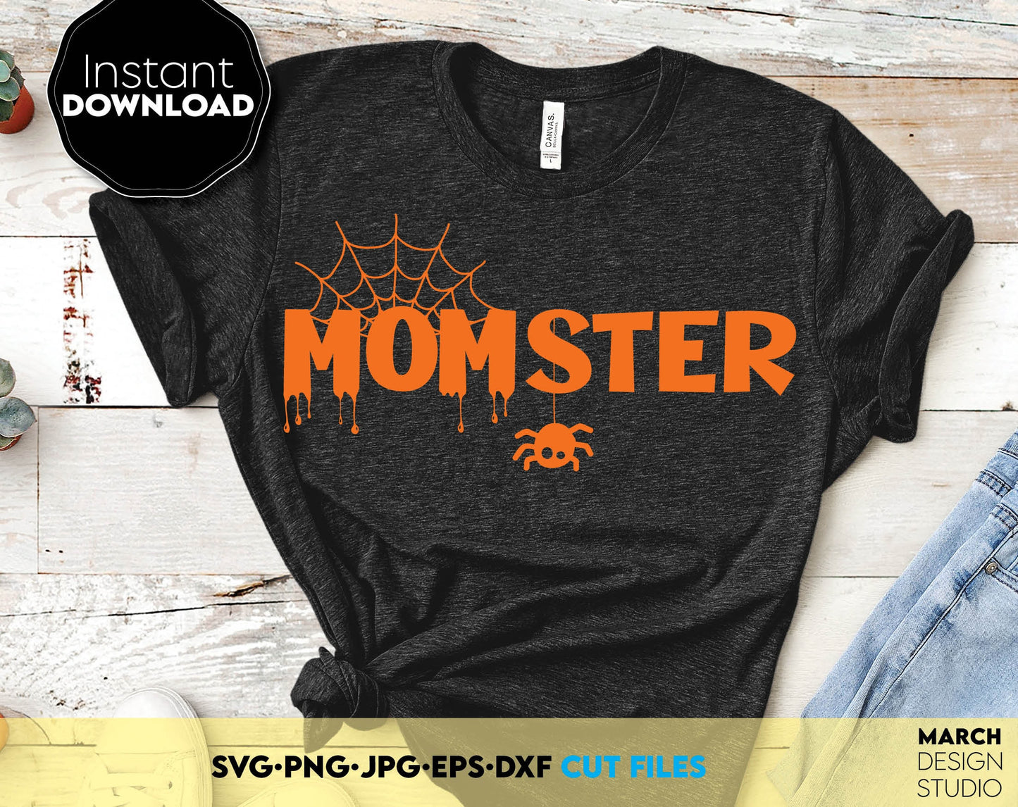 Momster. Funny Momster Shirt Design for Halloween. Popular files included. Cut from vinyl, use for sublimation or laser cut/ grave projects as well. Compatible with Cricut, Silhouette or other machines. Buy now for a good price and enjoy