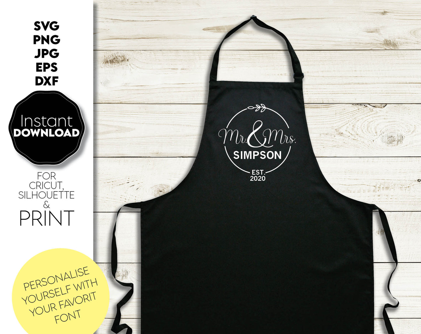 Mr and Mrs circle wedding sign design for Your gift projects for Wedding. Files allow you to use designs for engraving on glass, making shirts, tumblers with Cricut, Silhouette or other machines. Files also designed and easy to use for laser cutting.