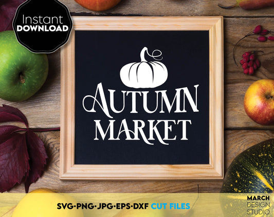 A great design to decorate your Farmhouse. Use it when you organize an autumn harvest market. Use as a country house decor for the kitchen. Autumn leaves and pumpkins brightly illuminate this beautiful time of the year and country markets.