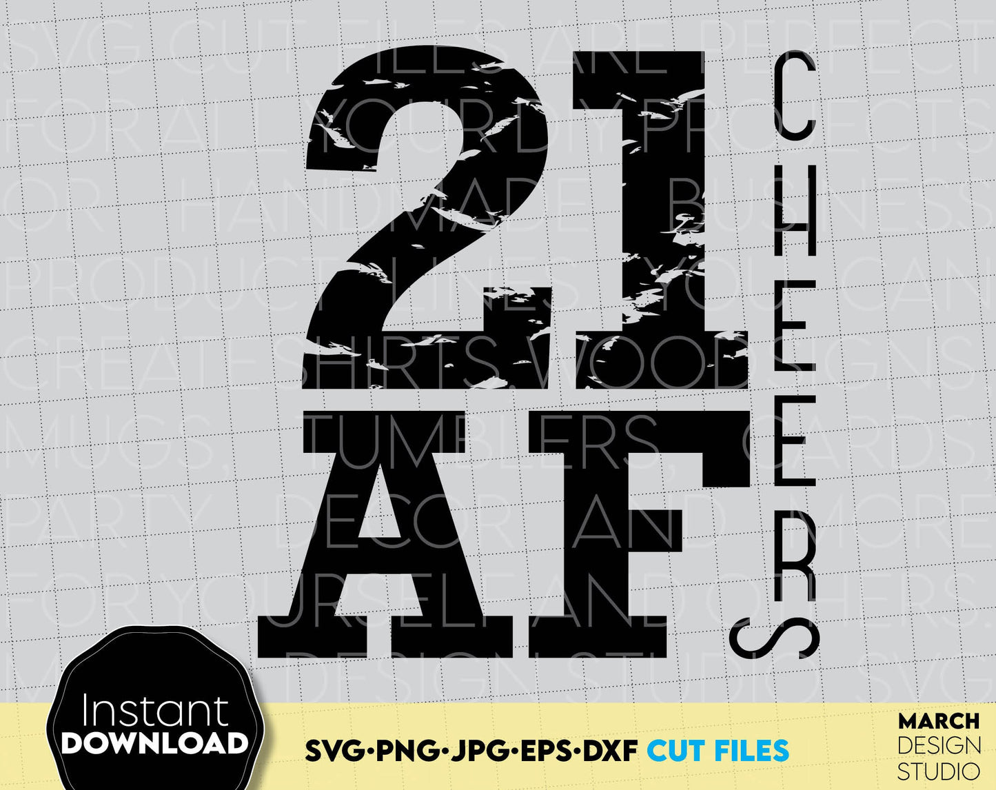 Legal Af Twenty One Birthday Shirt design. SVG PNG JPG EPS DXF files included. Compatible with Cricut, Silhouette or other equipment. Cut from vinyl, use for sublimation or laser cut or grave projects. Buy now for a good price and enjoy! Legal 21st.