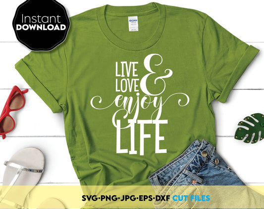 Nice design with - LIVE LOVE ENJOY LIFE - on it! SVG, PNG, JPG, EPS, DXF files included. Compatible with Cricut, Silhouette and others machines. Use for sublimation or laser cut projects as well. Buy now for a good - discount price. Enjoy!