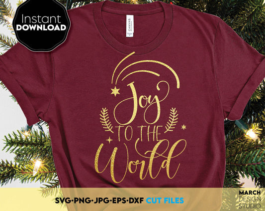 Christmas Joy to the world design you can use them to surprise and delight your loved ones on Christmas. Christmas quote files in various formats allow you to use designs for engraving on glass, making shirts, tumblers, ornaments with Cricut.