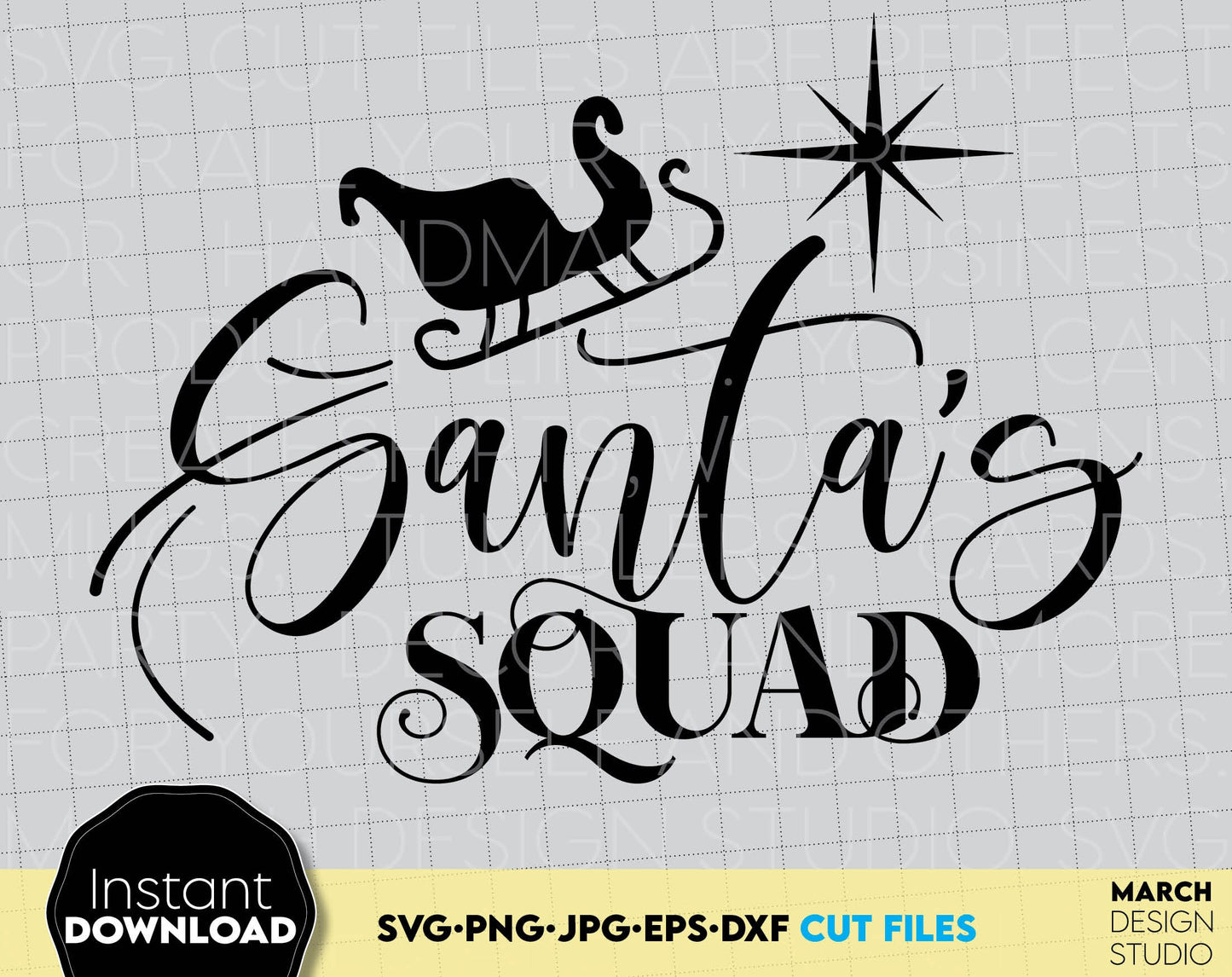 Santas Squad Christmas Shirts design. Christmas Gift ideas. SVG PNG JPG EPS DXF files included. Compatible with Cricut, Silhouette or other machines. Cut from vinyl, sublimation or laser grave projects. Buy now for a good price and enjoy!