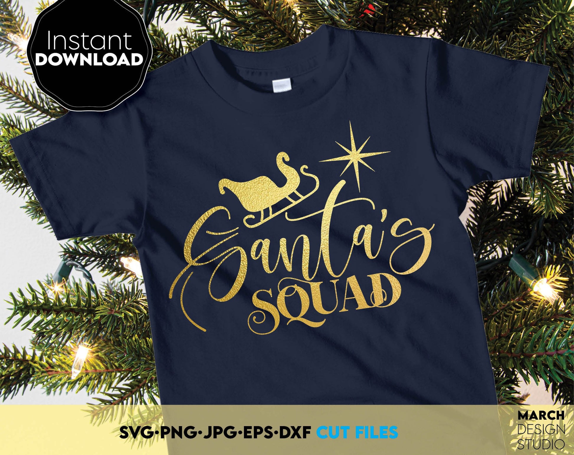 Santas Squad Christmas Shirts design. Christmas Gift ideas. SVG PNG JPG EPS DXF files included. Compatible with Cricut, Silhouette or other machines. Cut from vinyl, sublimation or laser grave projects. Buy now for a good price and enjoy!