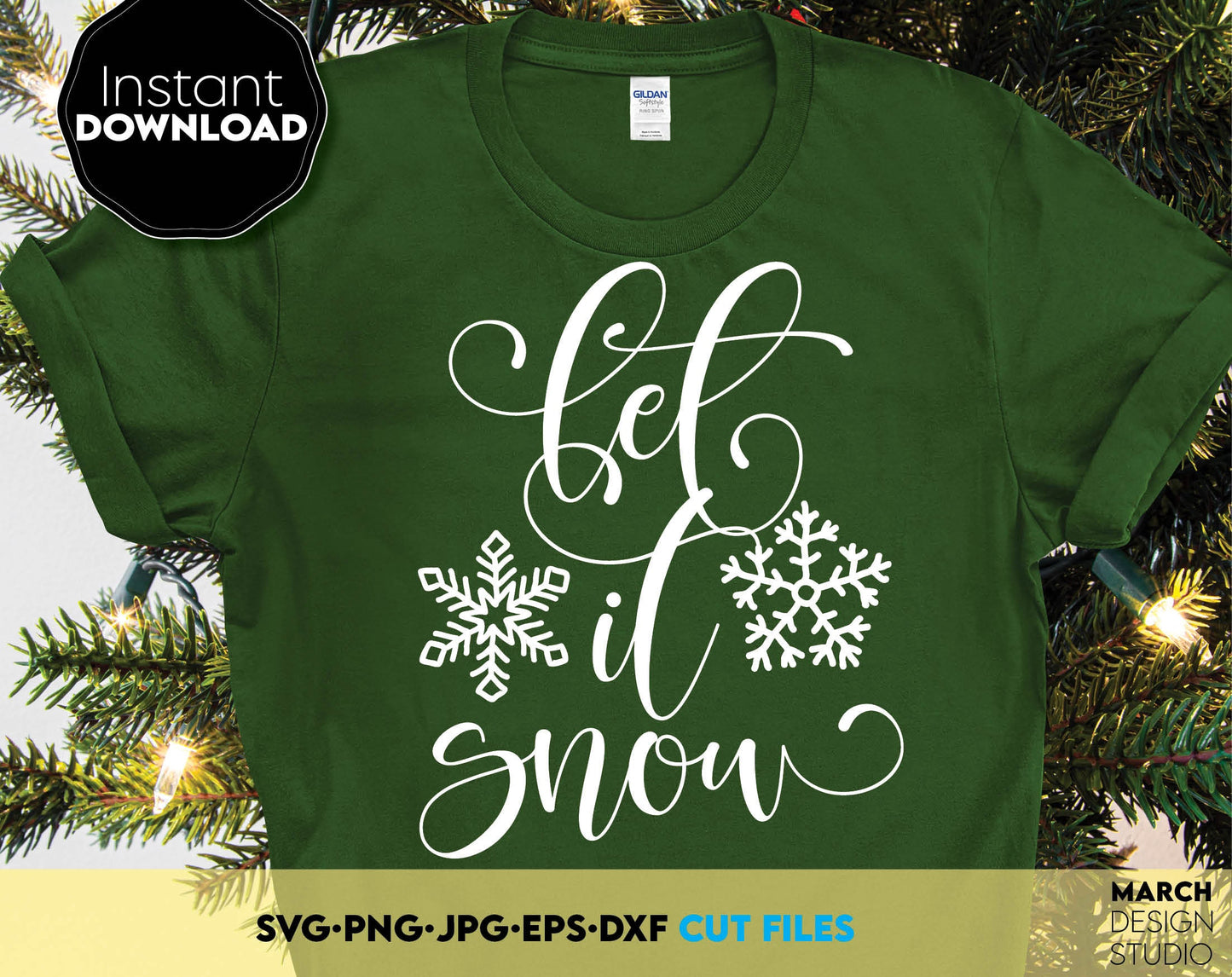 Let It Snow SVG Shirt Design you can use to surprise your loved ones on Christmas. Christmas SVG in various formats allow you to use for any Your Christmas project. Use with Cricut, Silhouette or Glowforge equipment. Laser Cutting Files as well.