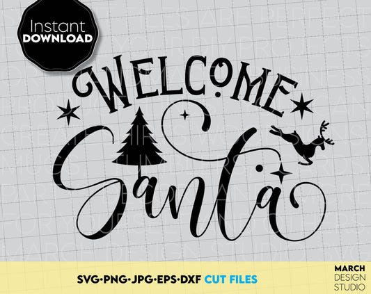 Welcome Santa Sign SVG you can use to surprise your loved ones on Christmas. Christmas Ornaments SVG in various formats allow you to use for any Your Christmas project. Use with Cricut, Silhouette or Glowforge equipment. Laser Cutting Files as well.