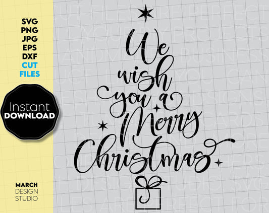 We Wish You A Merry Christmas SVG design you can use to surprise your loved ones on Christmas. Christmas files allow you to use design for engraving on glass, making shirts, tumblers, pillows with Cricut or other equipment, or use as laser cut files.