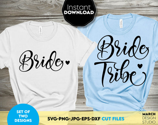 These bride and Bride Tribe SVG file designs, and I hope you can use them to surprise and delight your loved ones in an important event in life, like bride shower. Bride and Bride Tribe SVG is great and thoughtful design for bride shower party.