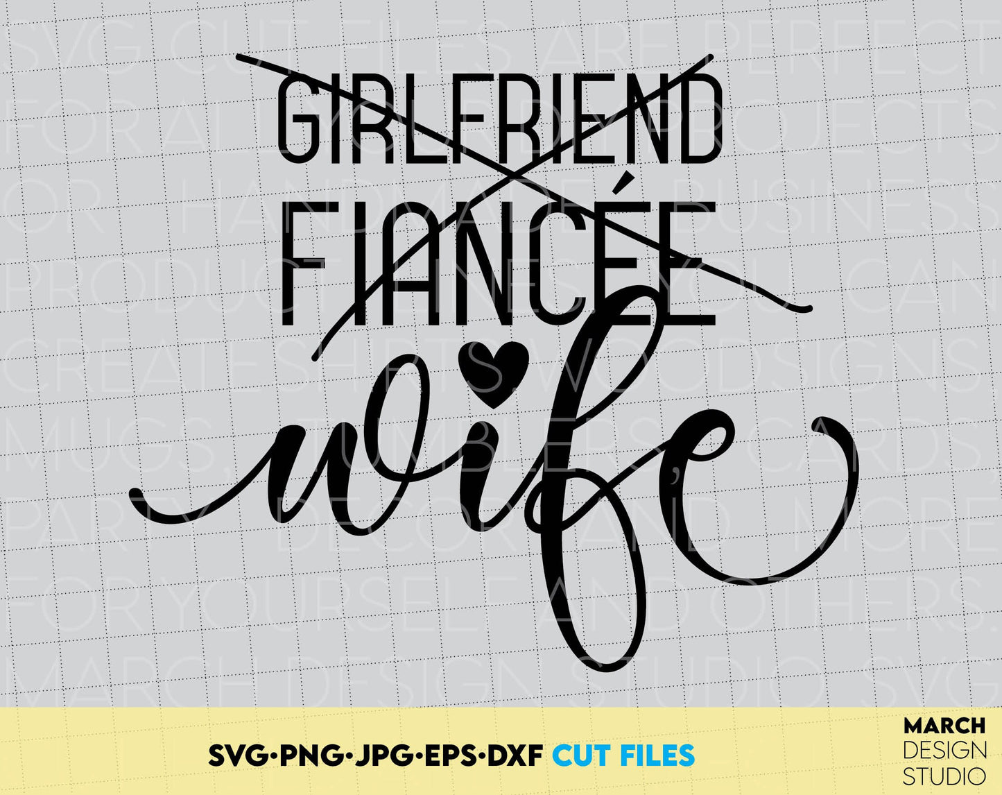 Girlfriend Fiancee Wife - funny shirt design for new wife. Use for cutting form vinyl, sublimation or laser cut projects. SVG, PNG, DXF, EPS and JPG files included. Compatible with Cricut, Silhouette, Glowforge and other equipment. Buy now and enjoy!