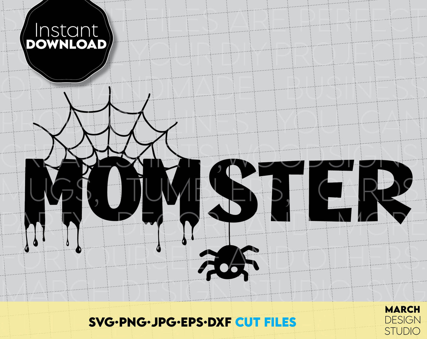 Momster. Funny Mom Shirt Design for Halloween. SVG, PNG, JPG, EPS, DXF files included. Cut from vinyl, use for sublimation or laser cut/ grave projects as well. Compatible with Cricut, Silhouette or other machines. Buy now for a good price and enjoy