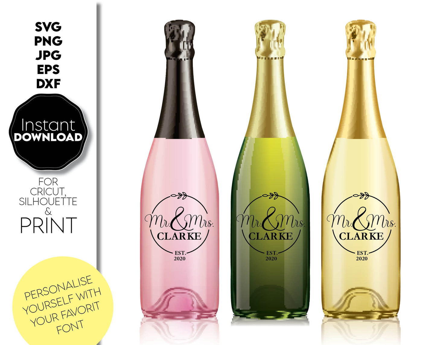 Mr and Mrs circle wedding sign design for Your gift projects for Wedding. Files allow you to use designs for engraving on glass, making shirts, tumblers with Cricut, Silhouette or other machines. Files also designed and easy to use for laser cutting.