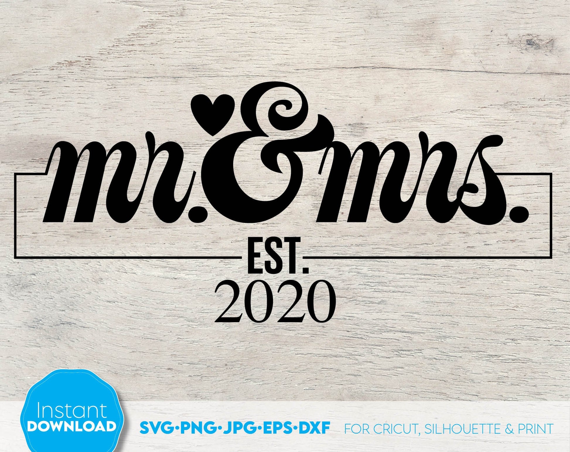 Mr. and Mrs. is a great design for those who are just married. Shirt with Mr. Mrs. design will be great as an outfit for a honeymoon.
SVG, DXF, PNG, JPG and EPS file formats are compatible with Cricut, Silhouette, Glowforge and others machines.