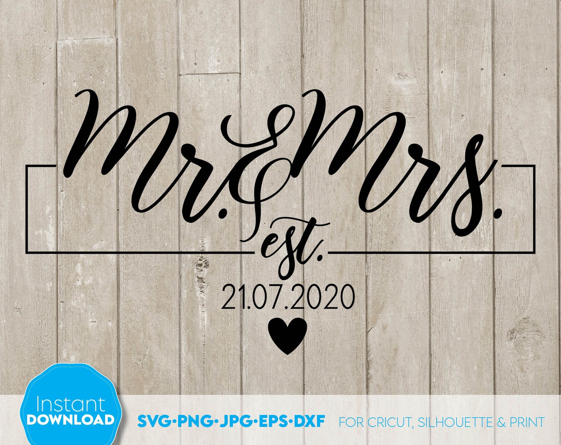 Mr and Mrs design are great gift for weddings, wedding anniversaries, etc.
Wedding SVG files allow you to use designs for engraving on glass, making t-shirts with Cricut, Silhouette or Glowforge equipment or cutting it out from wood. Buy now!