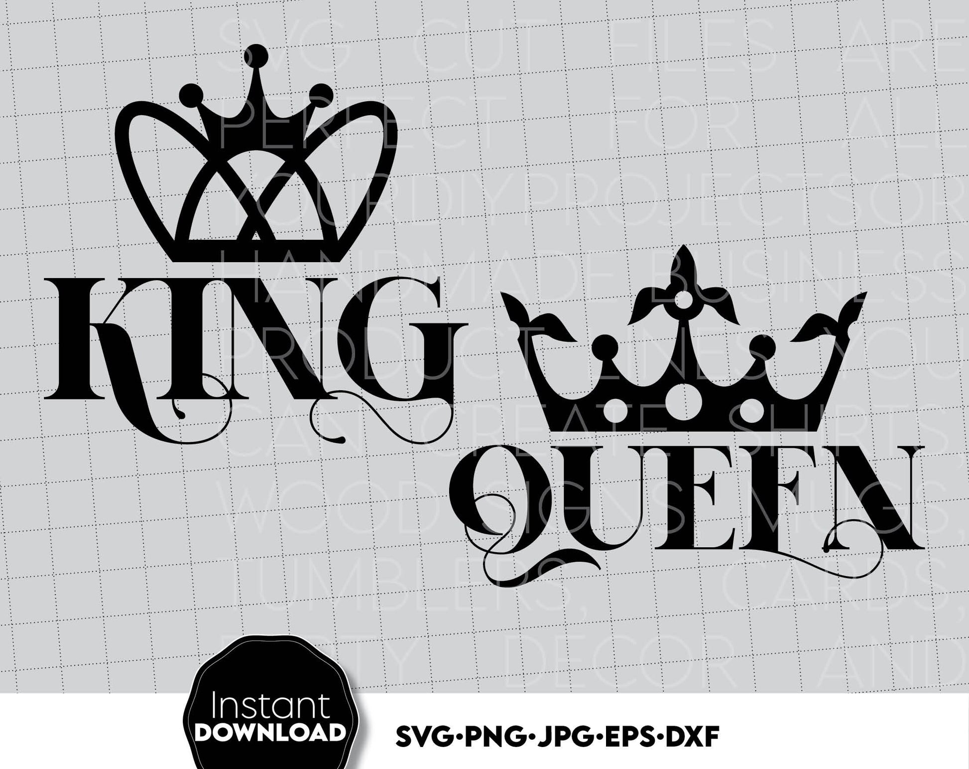 King and Queen Couple Shirts designs, you can use them to surprise and delight your loved ones in an important event.
King and Queen files allow you to use designs for your projects with Cricut, Silhouette or use as laser cut files. Buy now and enjoy