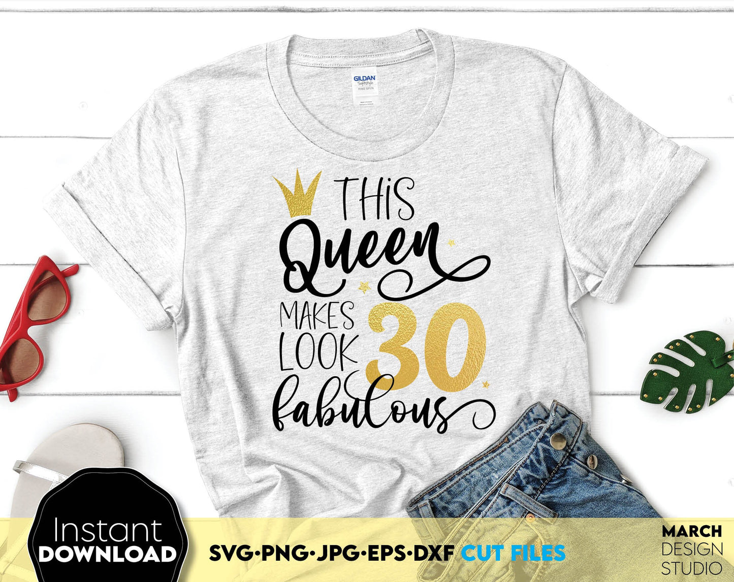 30 and fabulous 30th Birthday shirt design. Thirty Birthday SVG is a great and thoughtful gift for a Birthday party. SVG, PNG, DXF, EPS and JPG files included. Cut form vinyl, sublimation or laser cut projects. Compatible with Cricut, Silhouette.