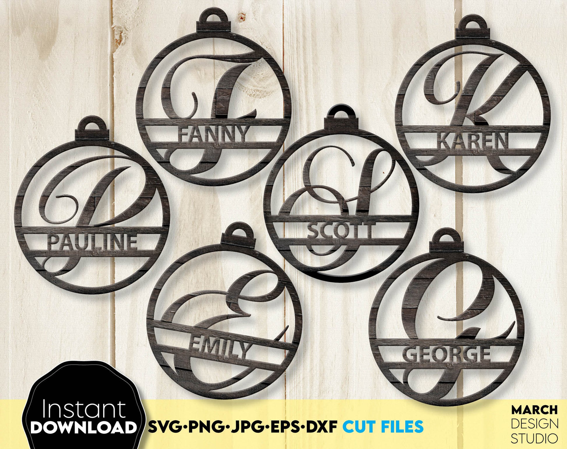 Christmas Family Name Monogram bundle designs for Your gift projects or home decoration. Use designs for engraving on glass, making shirts, tumblers with Cricut, Silhouette equipment. Monogram files also designed and easy to use for laser cutting.