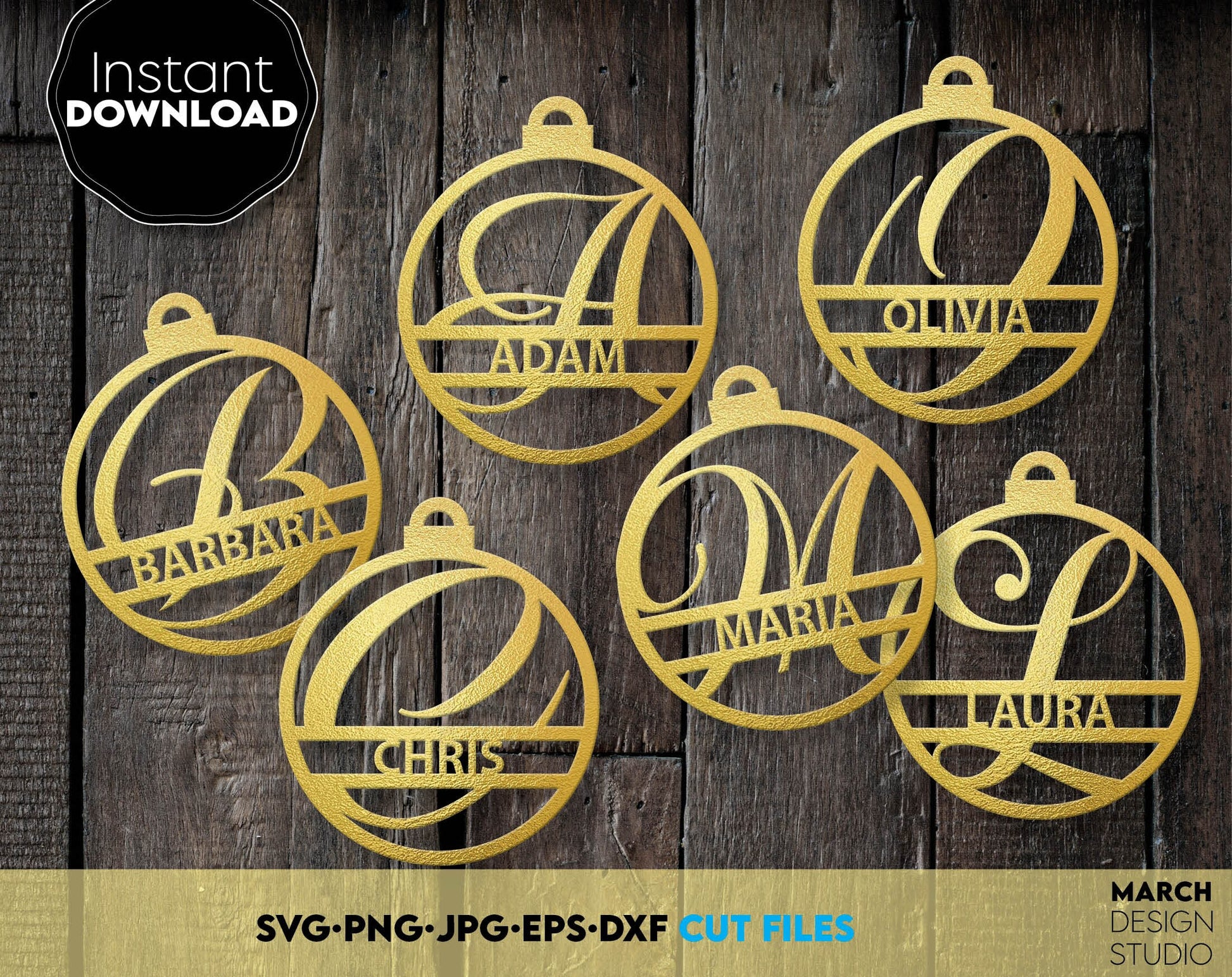 Christmas Family Name Monogram bundle designs for Your gift projects or home decoration. Use designs for engraving on glass, making shirts, tumblers with Cricut, Silhouette equipment. Monogram files also designed and easy to use for laser cutting.