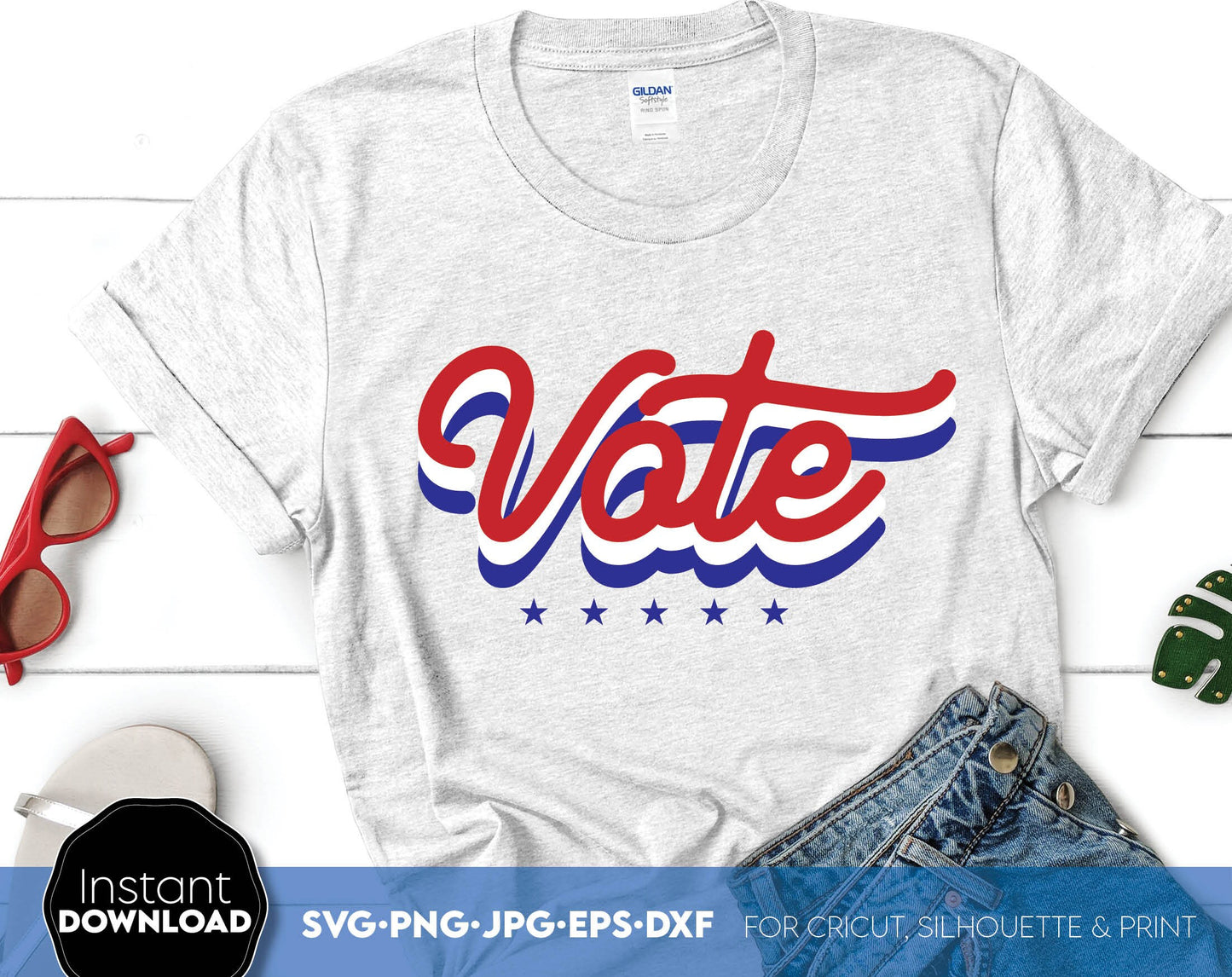 Vote design. SVG PNG JPG EPS DXF files included. Use for cutting from vinyl, use for sublimation or laser cut projects as well. Compatible with Cricut, Silhouette or other equipment. Buy now for a good price and enjoy!