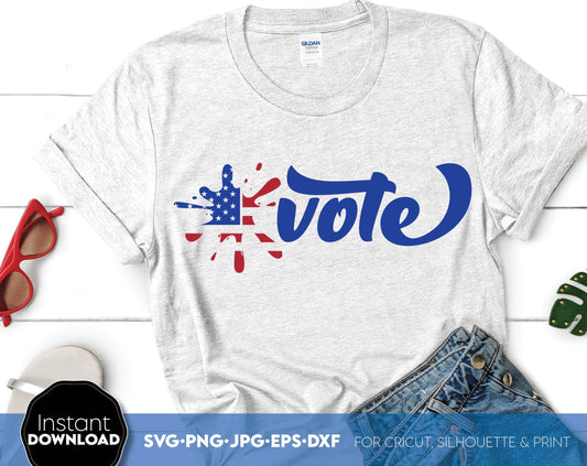 Your VOTE matters. Election Day Shirt design. SVG PNG JPG EPS DXF files included. Compatible with Cricut, Silhouette or other equipment. Cut from vinyl, use for printing, sublimation or laser cut, grave projects. Buy now for a good price and enjoy!