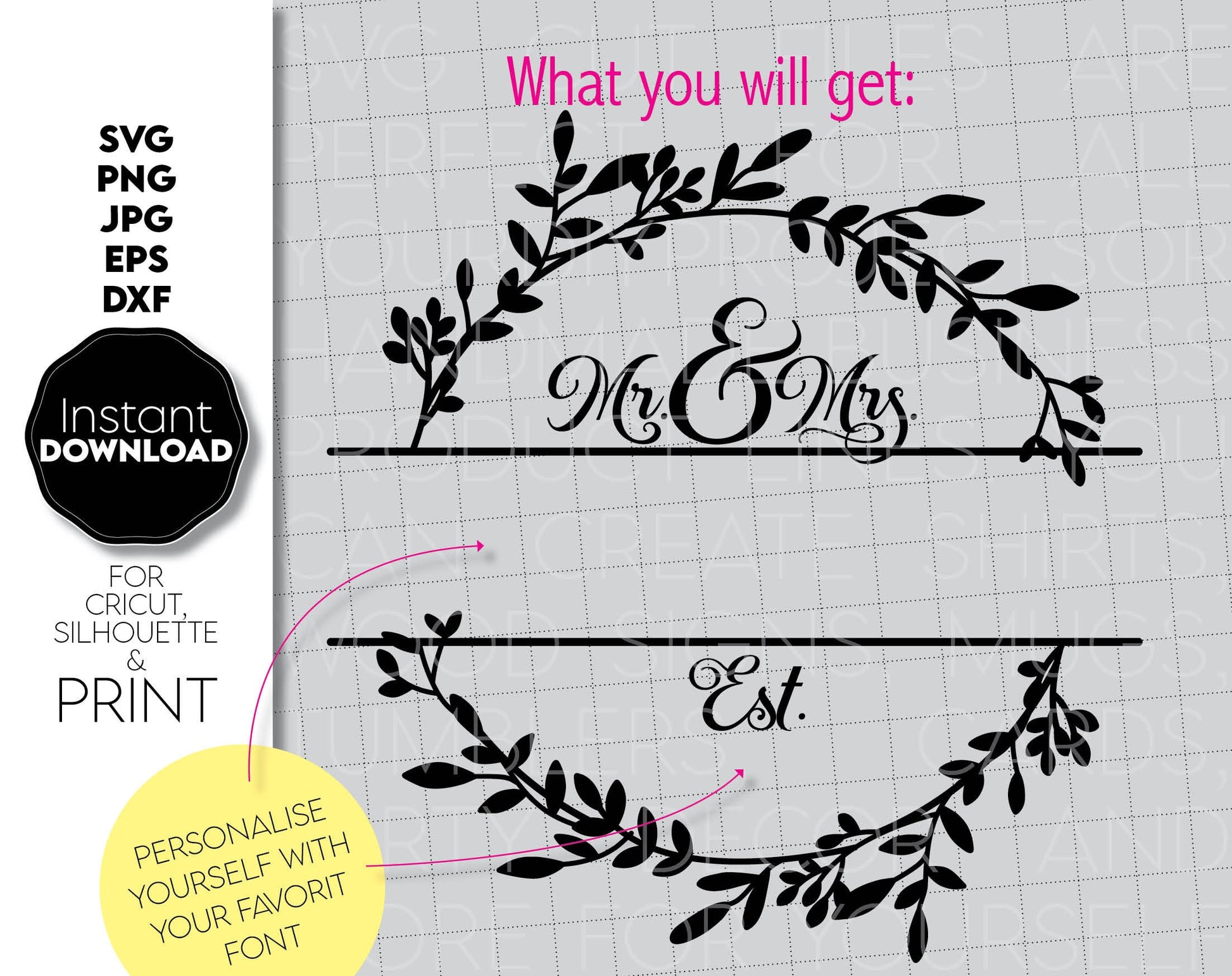 I have made these Family Name Monogram file design, and I hope you can use them to surprise and delight your loved ones in an important event in life. These Last Name Monogram is great and thoughtful gifts for weddings, wedding anniversaries.