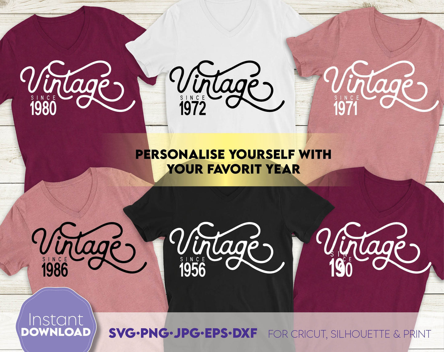 Retro Birthday shirt design. Vintage shirt. SVG, PNG, JPG, EPS, DXF files included. Compatible with Cricut, Silhouette or other machines. Cut from vinyl, use for sublimation or laser cut projects. Buy now for a good price and enjoy!