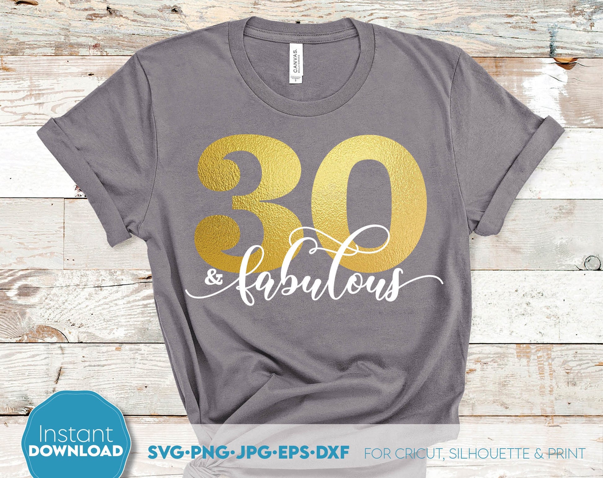 30 and fabulous design for your birthday gift or to make a holiday treat for yourself. Ability to sublimate and use with vinyl cutting machines. Great design at a great price - buy now! Use with Cricut, Silhouette and Glowforge equipment. Laser Cut.