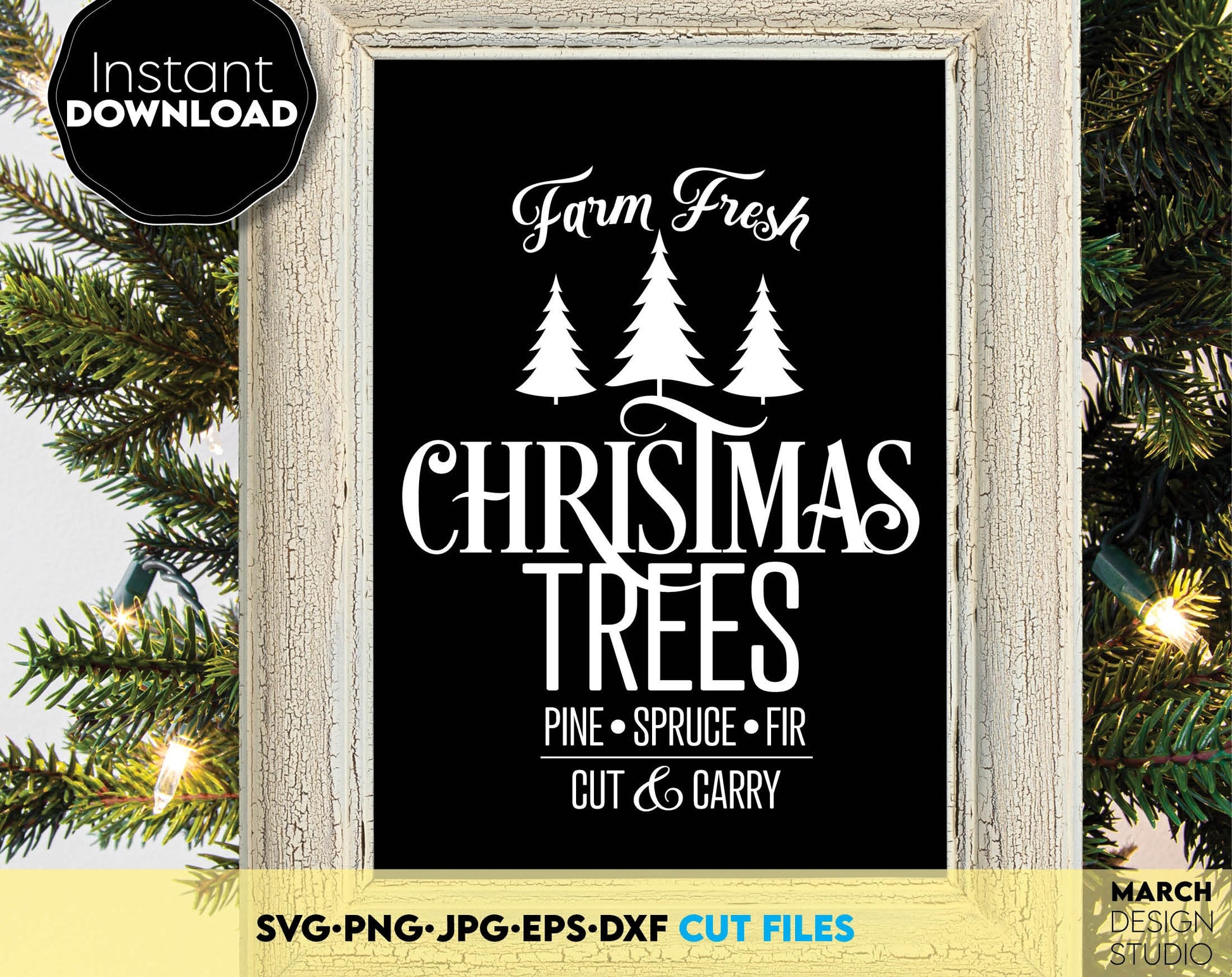 Farmhouse Farm Fresh Christmas Tree SVG Sign - for Your Farmhouse Christmas Decoration. Christmas tree market sign. Buy now for a good price and enjoy!