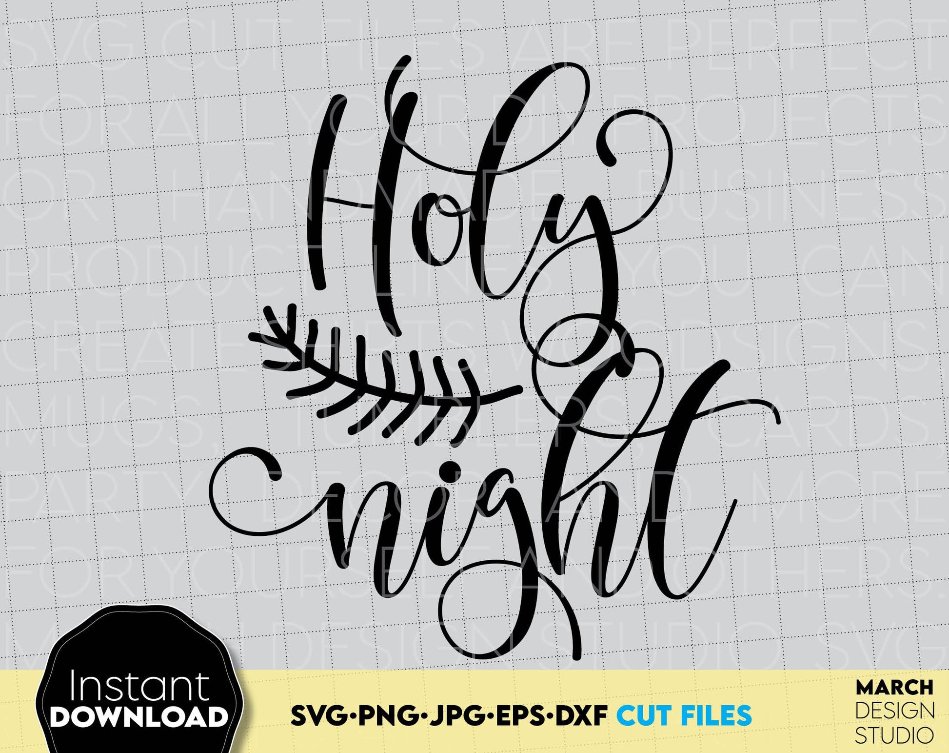 Holy Night SVG Shirt Design you can use to surprise your loved ones on Christmas. Christmas SVG in various formats allow you to use for any Your Christmas project. Use with Cricut, Silhouette or Glowforge equipment. Laser Cutting Files as well.