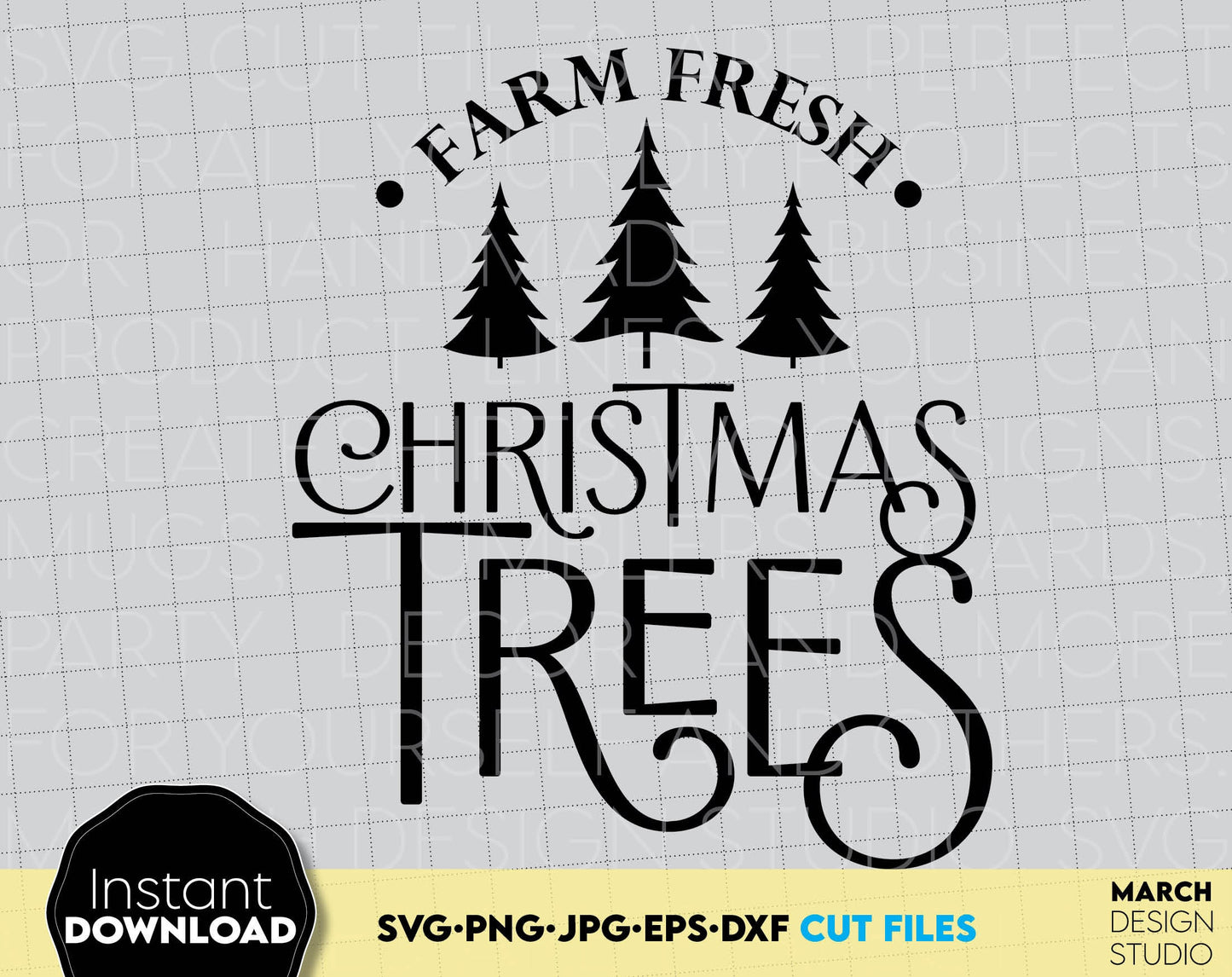 Farmhouse Farm Fresh Christmas Tree SVG Sign - for Your Farmhouse Christmas Decoration. SVG, PNG, JPG, EPS, DXF files included. Compatible with Cricut, Silhouette and others machines. Use for sublimation or laser cut projects as well. Buy now, Enjoy!